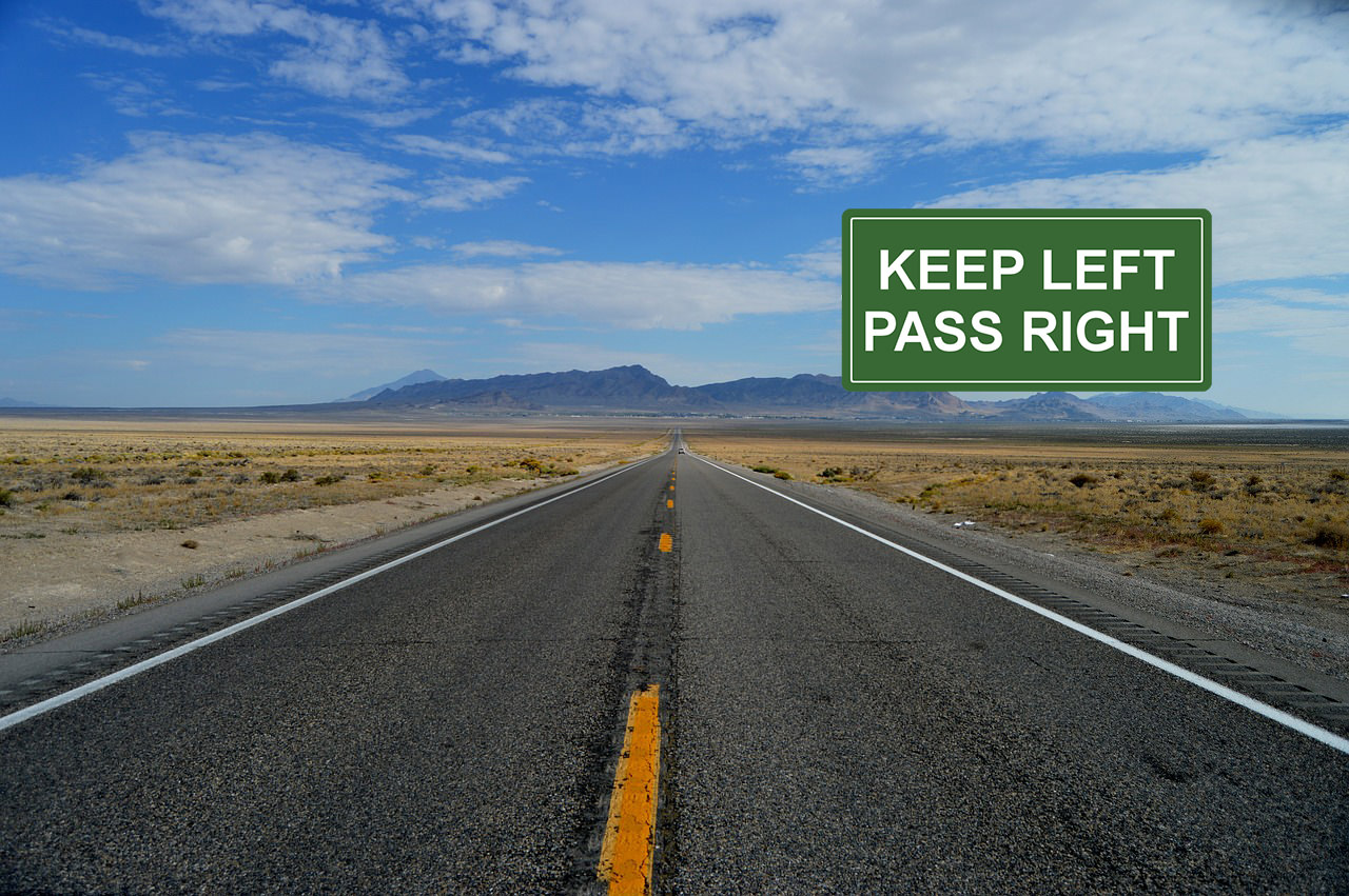 keep left pass right road